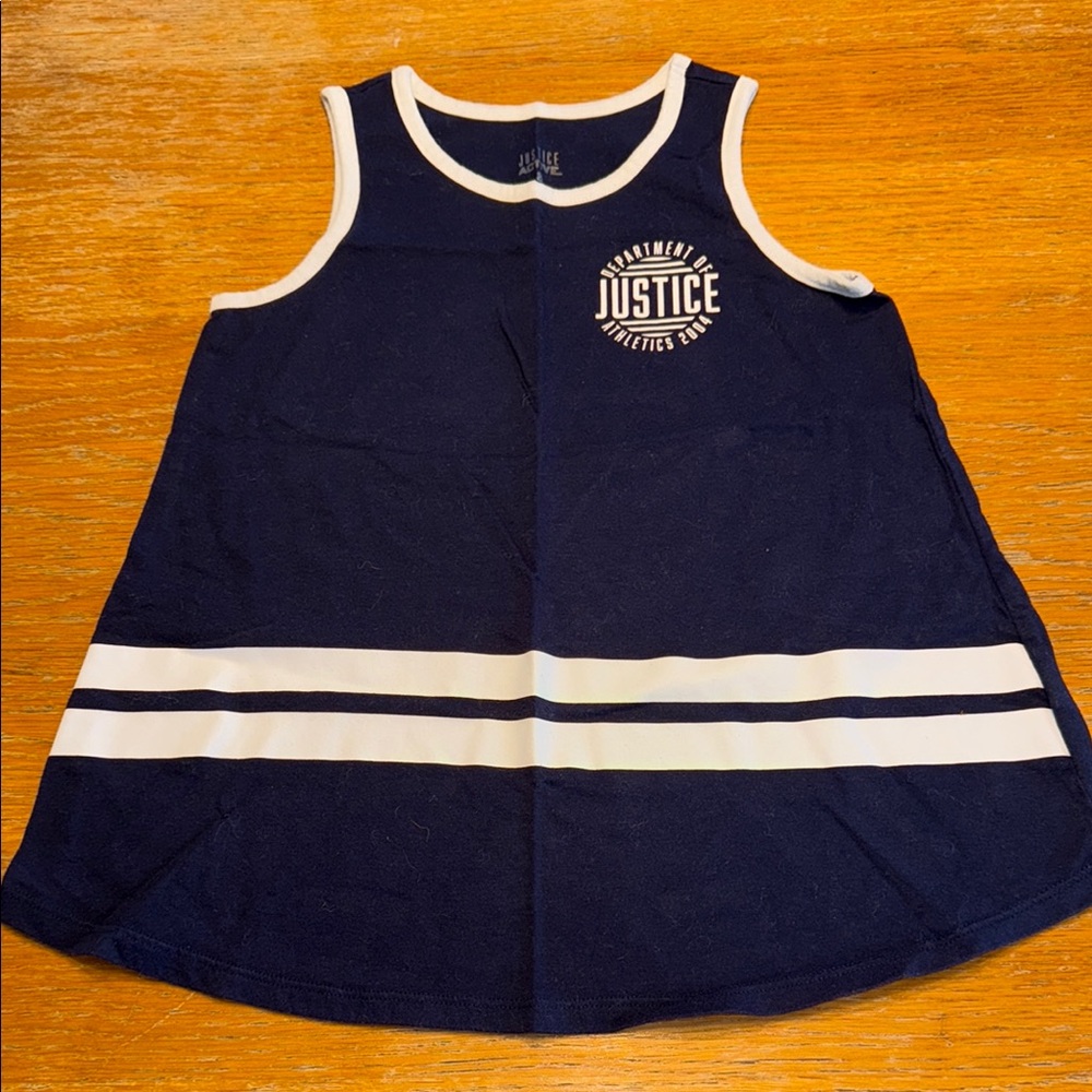 Justice Blue and White Stylish Tank Top